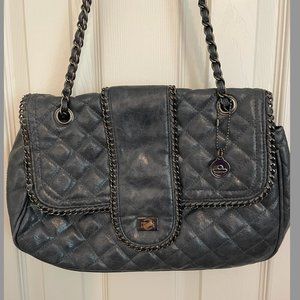 Big Buddha Slate Quilted Leather & Chain Shoulder Bag